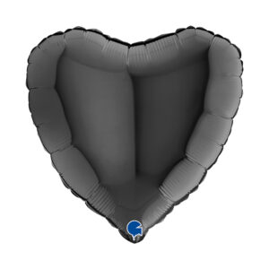 Herzballon Metallic Schwarz / Folie / 45cm