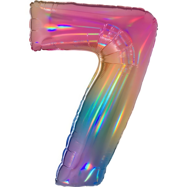 Folienballon zahl 7 holografisch Regenbogen