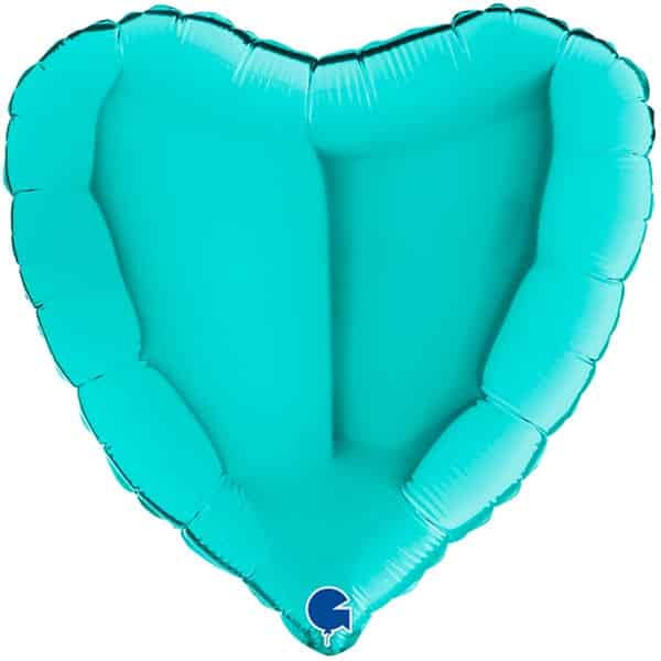 45cm Herz Metallic Türkis