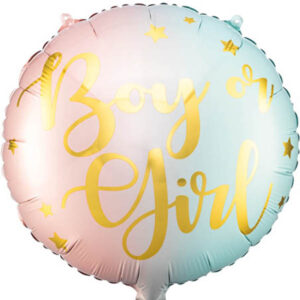 Boy or Girl, pastell und gold, Folienballon, rund 45cm