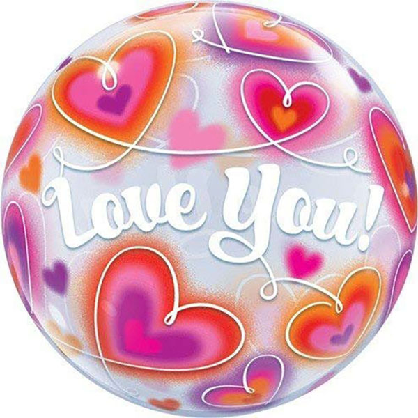 Bubble, Love You, Doodle Hearts, 45cm