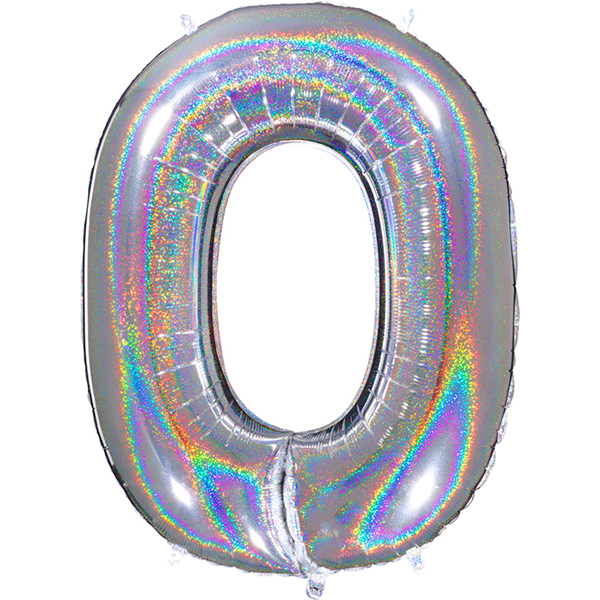 Zahl 0 - 9, Holografisch Silber, EINZELN wählbar, Folienballon H102cm – Bild 10