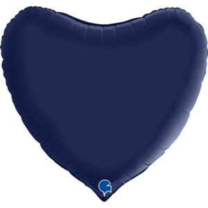 Herzballon Dunkelblau Satin / Folie / 75cm