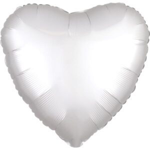 Herzballon Satin Polarweiss / Folie / 45cm