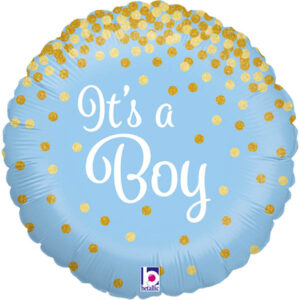 It's a Boy, Glitzernd, Folienballon, Rund, 45cm