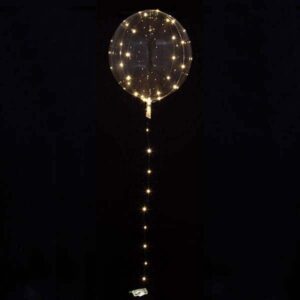 Transparente Leucht-Bubble 40 cm mit weißer LED-Microlichterkette – Partydeko Ballon