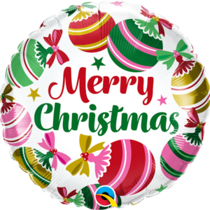 Merry Christmas "Christbaumkugeln", Folienballon, rund, 45cm