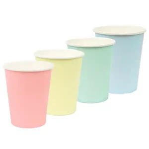 Pappbecher, Pastell Farbmix, 8 Stck., 250 ml recycable