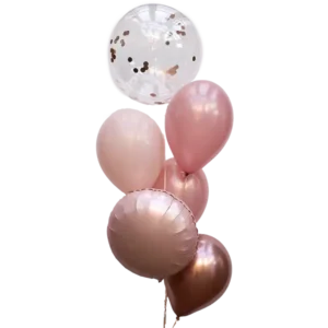 Rosy Confetti Charm, Ballonstrauß, Befüllt zum Abholen, ca. 2-3 Tage haltbar