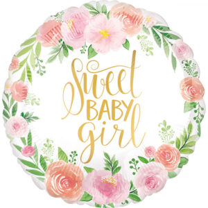 Sweet Baby Girl, Folienballon, rund 45cm