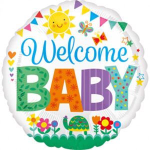 Welcome Baby Bunt Rundballon 45cm