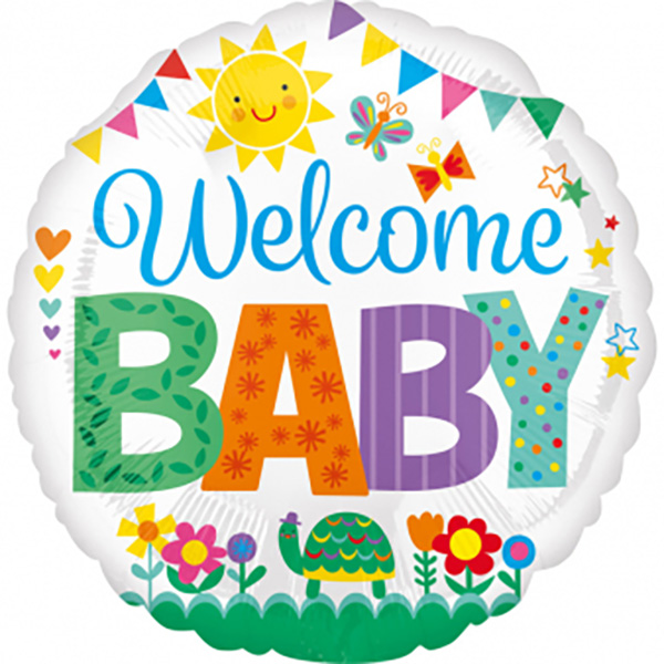 Welcome Baby Bunt Rundballon 45cm