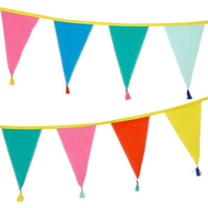 Wimpelkette WE HEART BIRTHDAYS aus Stoff – bunte Geburtstagsgirlande 3 m