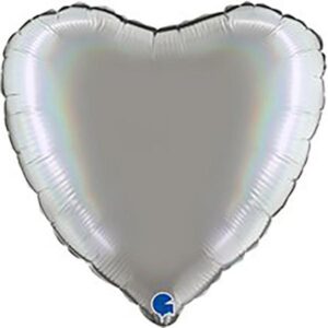 Herzballon Irisierend Silber / Folie / 45cm
