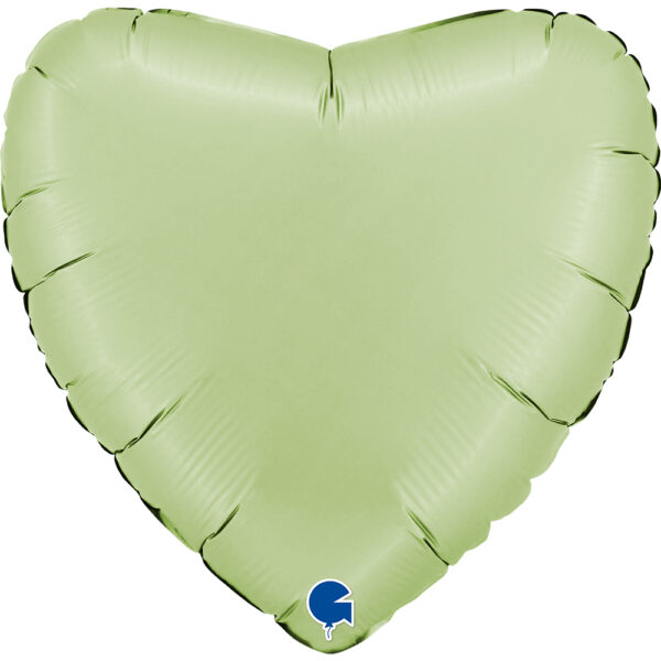 Herzballon Olive Green Satin / Folie / 56cm