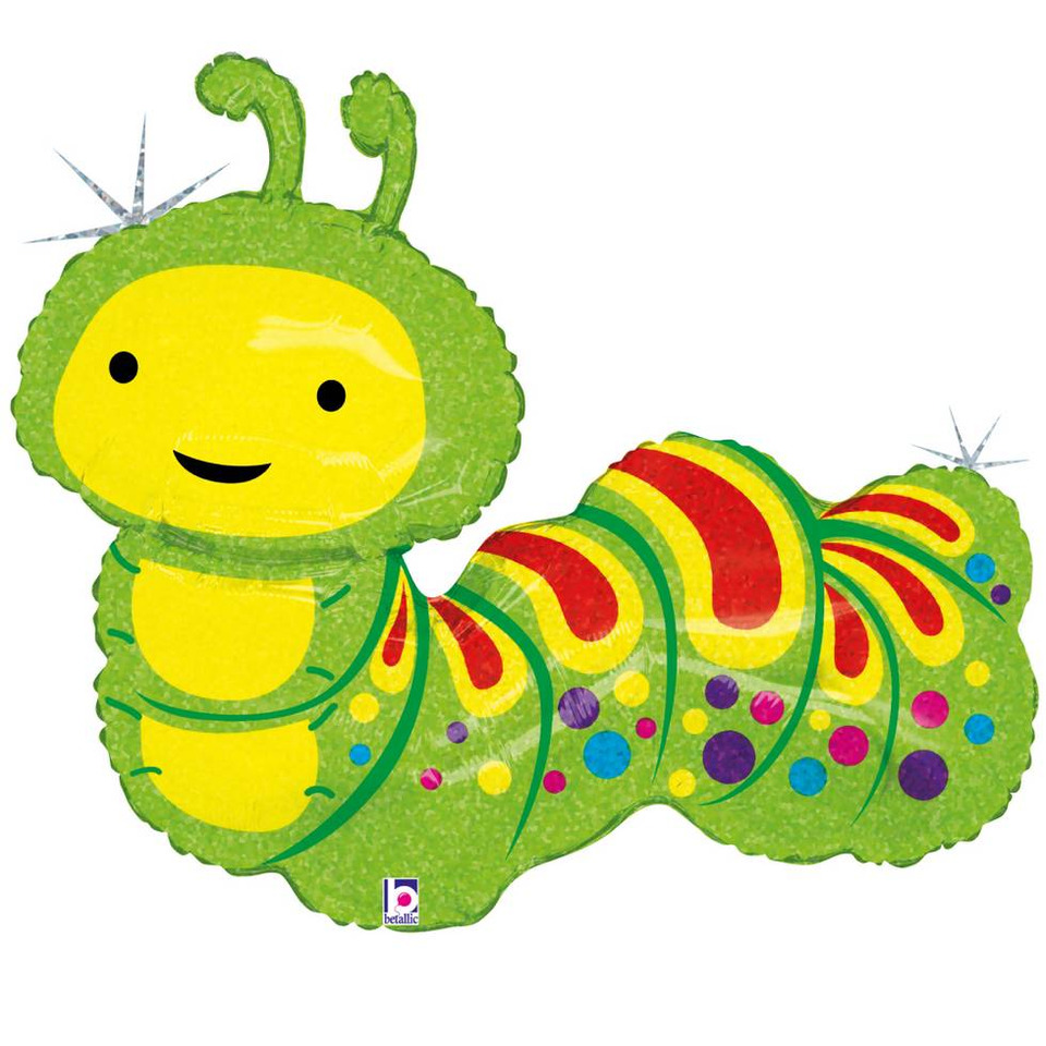 Raupe holografisch, Folienballon, 73cm