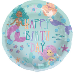 "Happy Birthday" Meerjungfrauen Folienballon rund 45cm