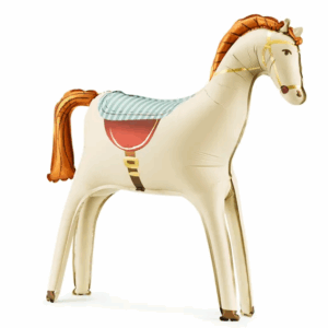Pferd Beige mit Sattel, Folienballon 86x73 cm, selbststehend