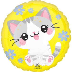 Katze, Folienballon, rund, 45cm