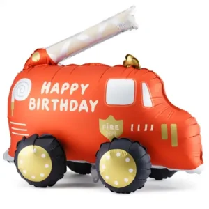 Happy Birthday Feuerwehrauto Ballon selbststehend, Folienballon B 67cm